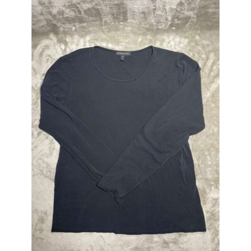 Eileen Fisher Silk Top Women Medium Black Long Sleeve Blouse